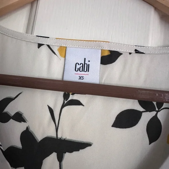 CAbi Sleeveless Top with Yellow and Black Floral Design - Picture 3 of 5